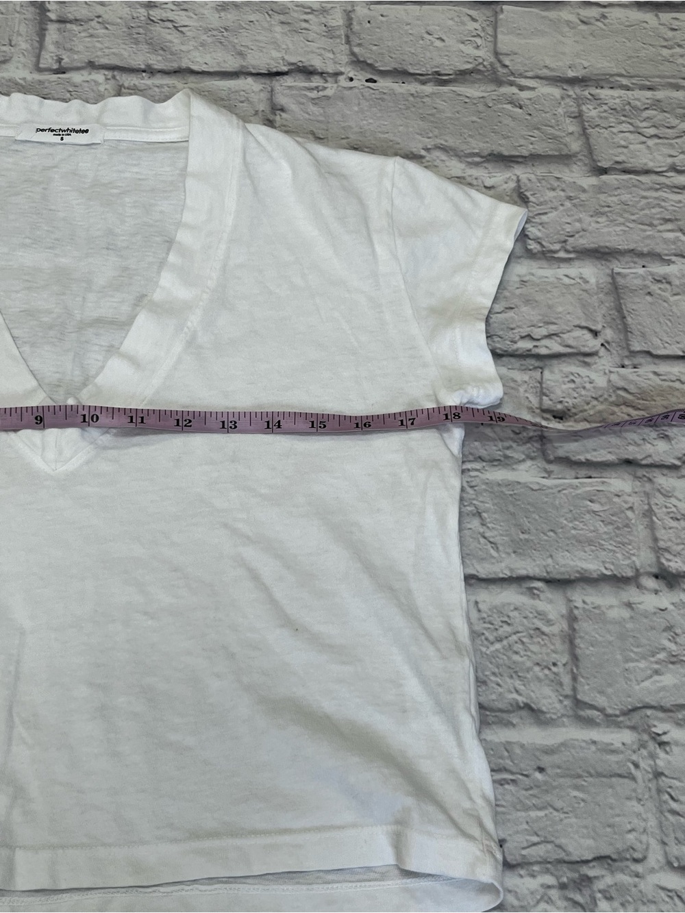 Perfectwhitetee Alanis White V-Neck Short Sleeve cotton Top made in USA t-shirt - Picture 4 of 8